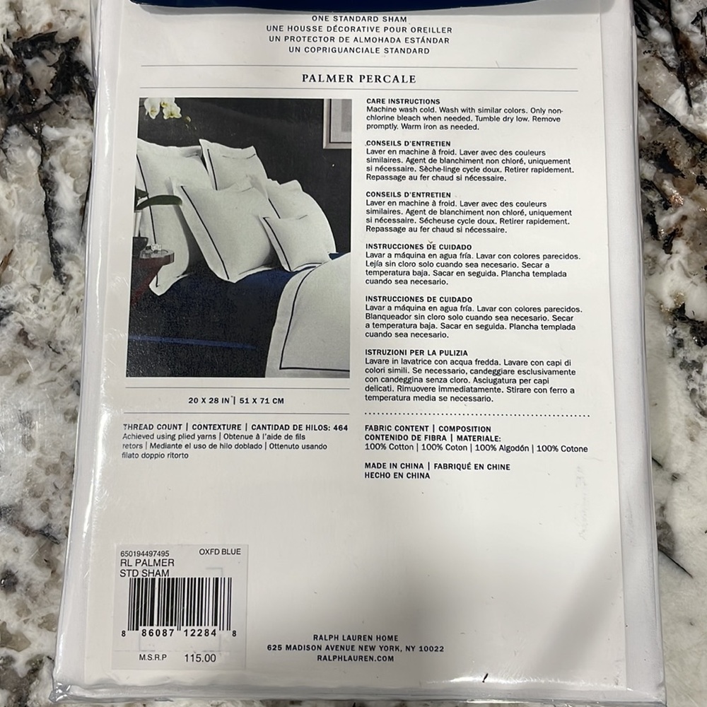Ralph Lauren Palmer standard sham oxfd blue - Picture 4 of 4